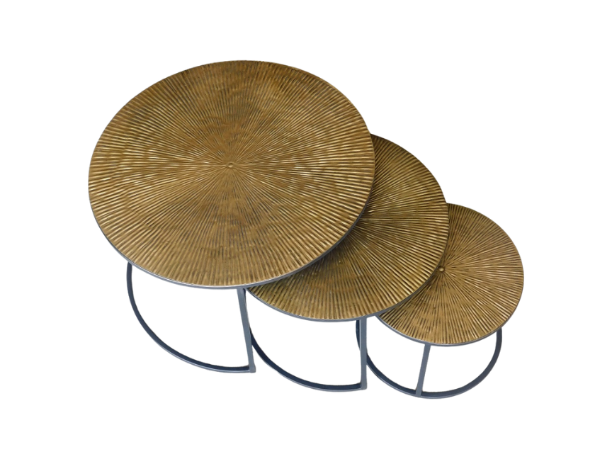 Houten Metal Side Table (Brass Gold) – set of 3 pieces by Mysons